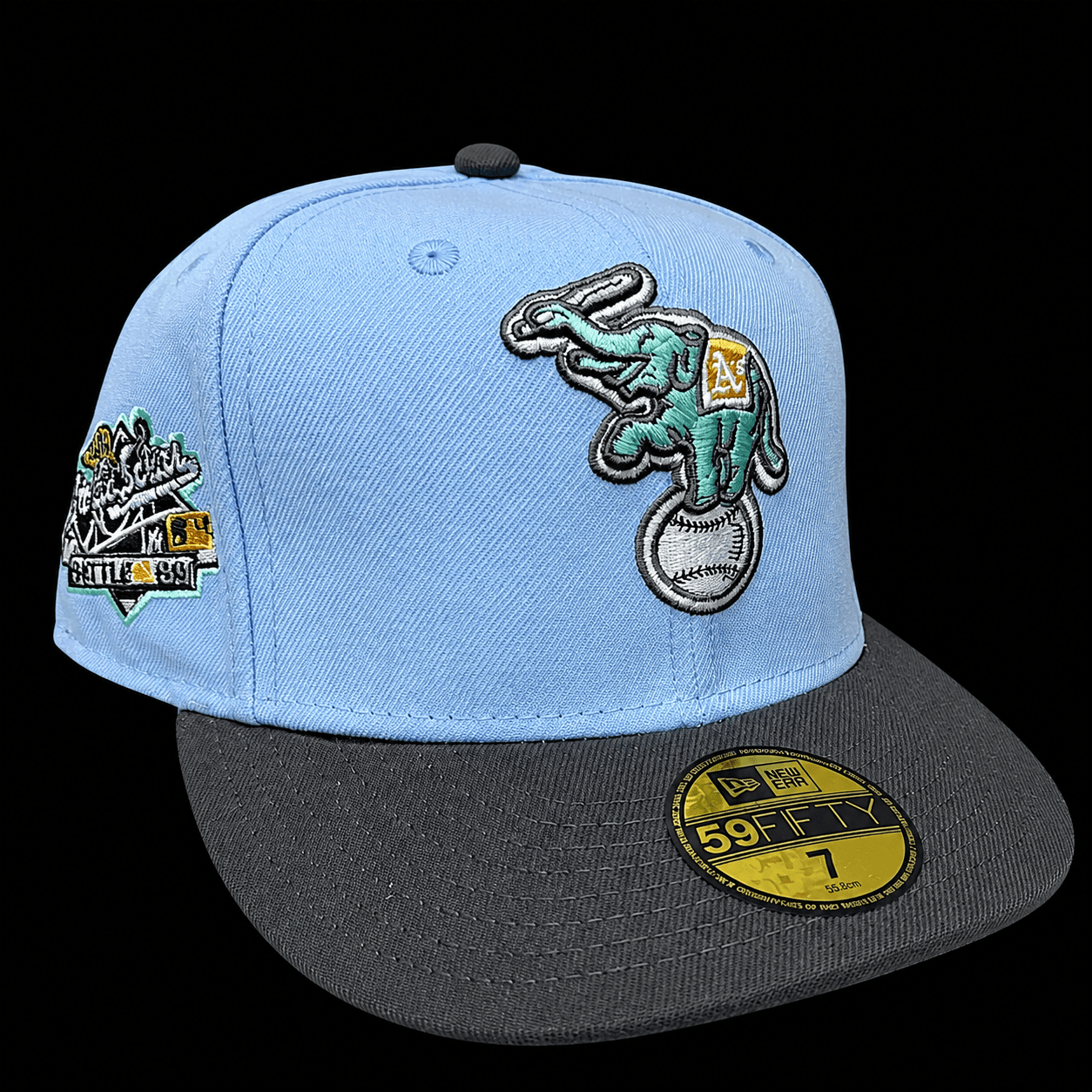 Gorra New Era 59FIFTY Oakland Athletics Elephant Logo All-Star Game 1989 Sky Blue Graphite Fitted